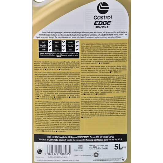 Масло Castrol EDGE LL 5W-30 5 л на Mercedes A-Class