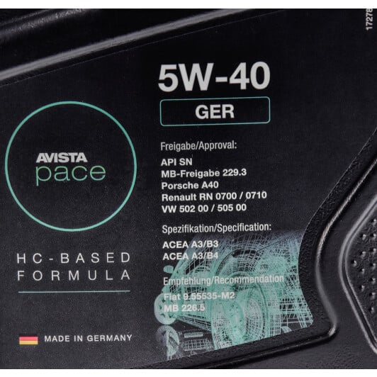 Моторное масло AVISTA Pace GER 5W-40 1 л на Dodge Challenger
