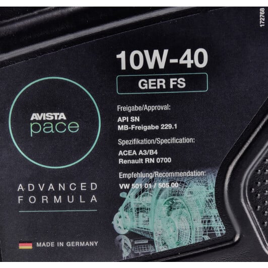 Моторное масло AVISTA Pace GER FS 10W-40 1 л на BMW 2 Series