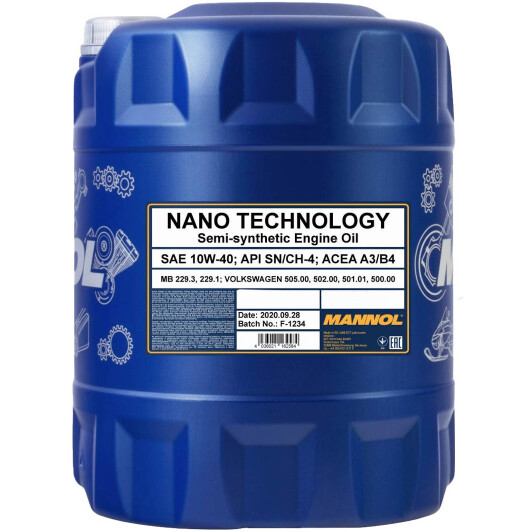 Моторное масло Mannol Nano Technology 10W-40 10 л на Peugeot 3008