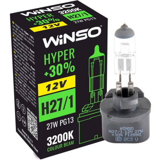 Автолампа Winso Hyper +30% H27/1 PG13 27 W прозора 712880