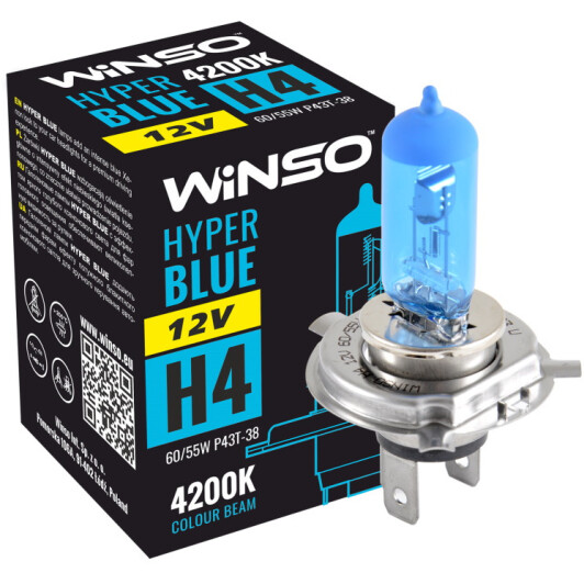 Автолампа Winso Hyper Blue H4 P43t-38 55 W 60 W синяя 712440