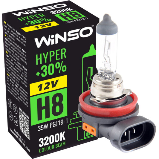 Автолампа Winso Hyper +30% H8 PGJ19-1 35 W прозрачная 712800