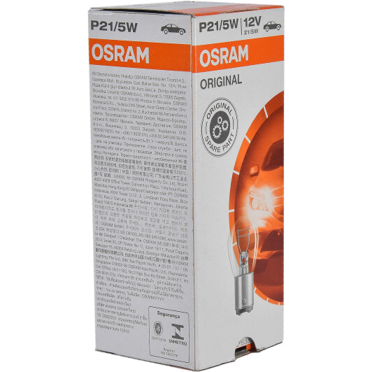 Автолампа Osram Original P21/5W BAY15d 5 W 21 W прозрачная 7528