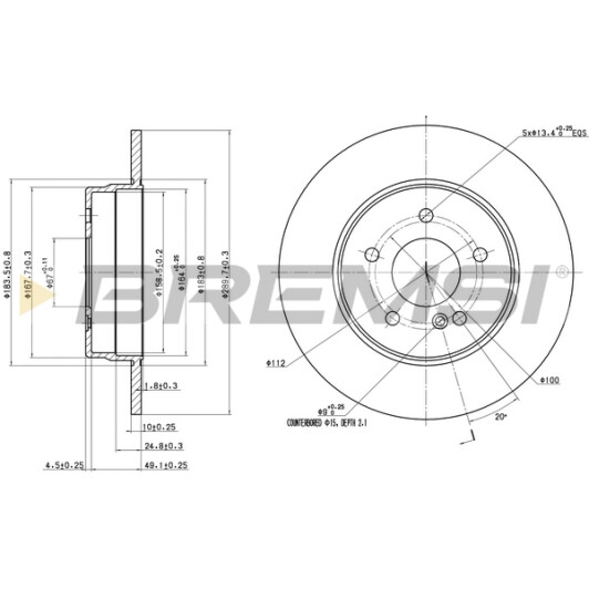 cd6963s Bremsi Тормозной диск