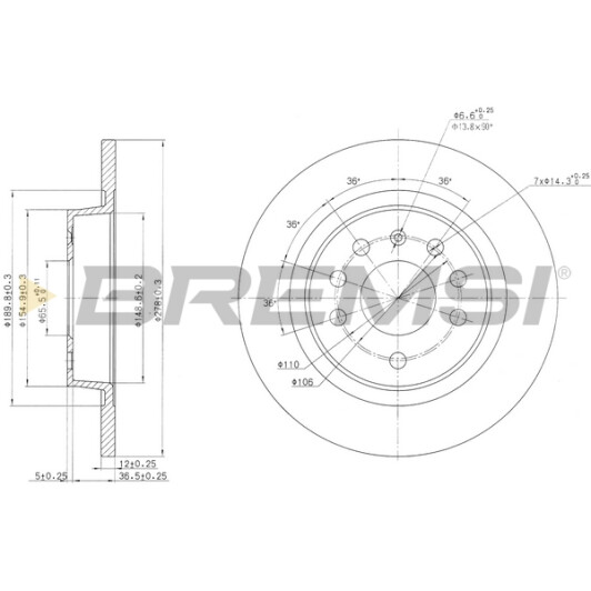 Тормозной диск Bremsi cd7288s