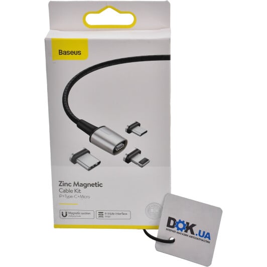 Кабель 3 в 1 Baseus USB - Apple Lightning - type-C - Micro USB Zinc Magnetic TZCAXC-B01 2 м