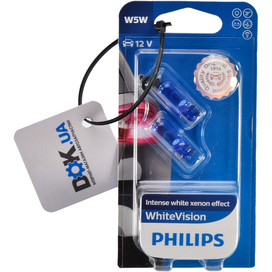 Автолампа Philips WhiteVision W5W W2,1x9,5d 5 W светло-голубая 12961NBVB2