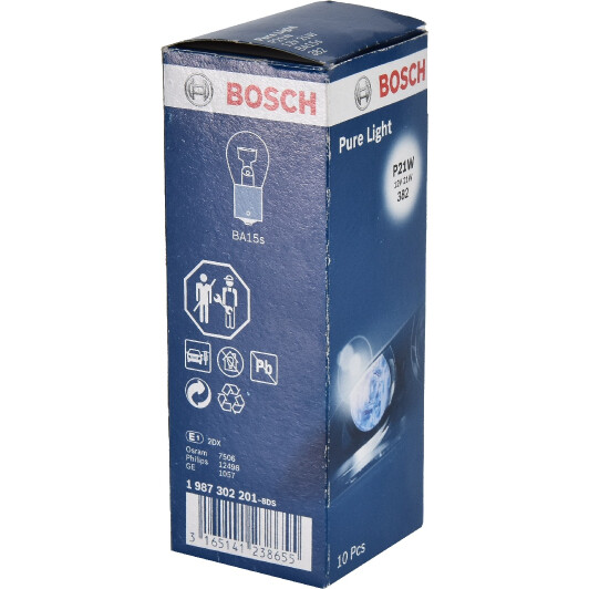 Автолампа Bosch Pure Light P21W BA15s 21 W прозора 1987302201