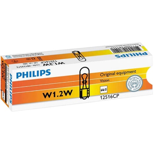 Автолампа Philips Vision W1,2W W2x4,6d 1,2 W прозрачная 12516CP10