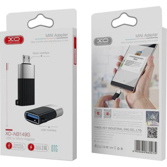 Переходник XO NB149G XO-NB149G-BK USB - Micro USB