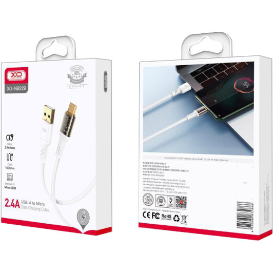Кабель XO NB229 NB229-M-1-WH-1 USB - Micro USB 1 м