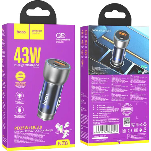 Usb зарядка в авто Hoco NZ8 Sprinter 6931474782717