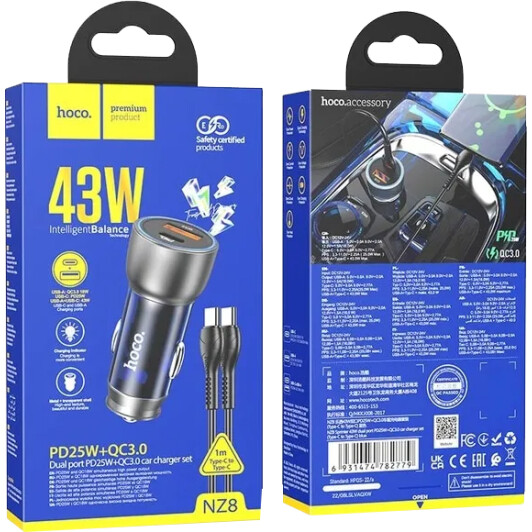 Usb зарядка в авто Hoco NZ8 Sprinter 6931474782779