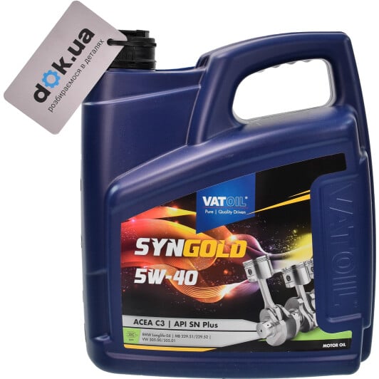 Моторное масло VatOil SynGold 5W-40 4 л на Chevrolet Malibu