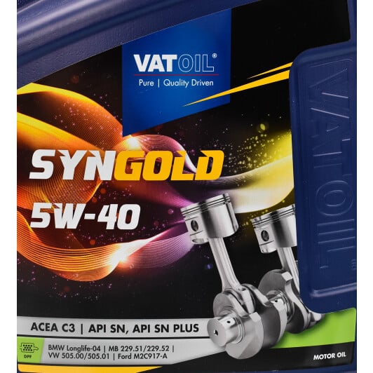 Моторна олива VatOil SynGold 5W-40 5 л на Renault Captur
