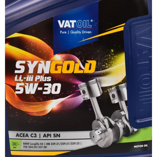 Моторна олива VatOil SynGold LL-III Plus 5W-30 5 л на Fiat Tipo