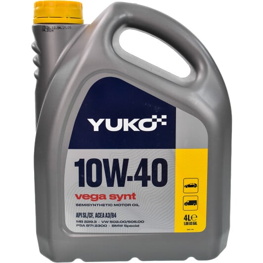 Моторна олива Yuko Vega Synt 10W-40 4 л на Volkswagen Taro