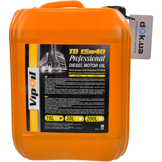 Масло VIPOIL Professional TD 15W-40 10 л на Isuzu Rodeo