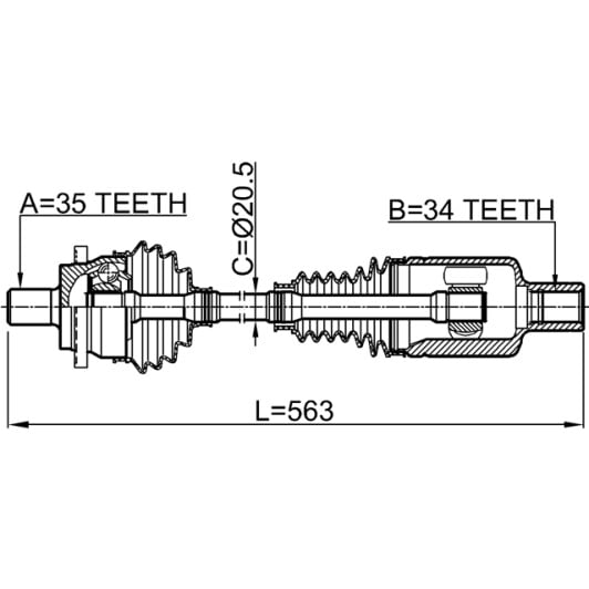 Полуось Febest 1614-211LH для Mercedes E-Class