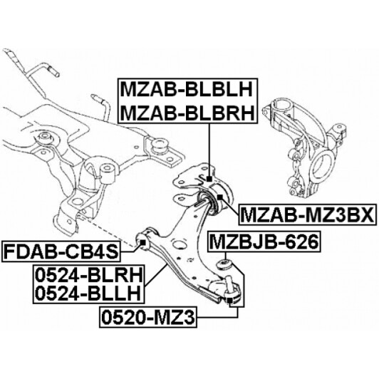 Рычаг подвески Febest 0524-BLLH для Mazda 3