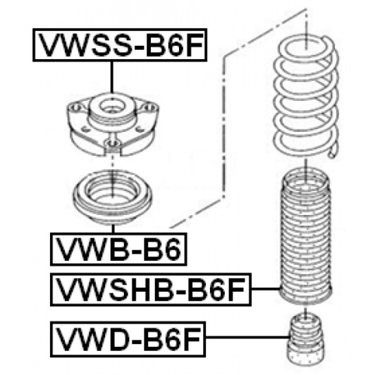 Отбойник амортизатора Febest VWD-B6F