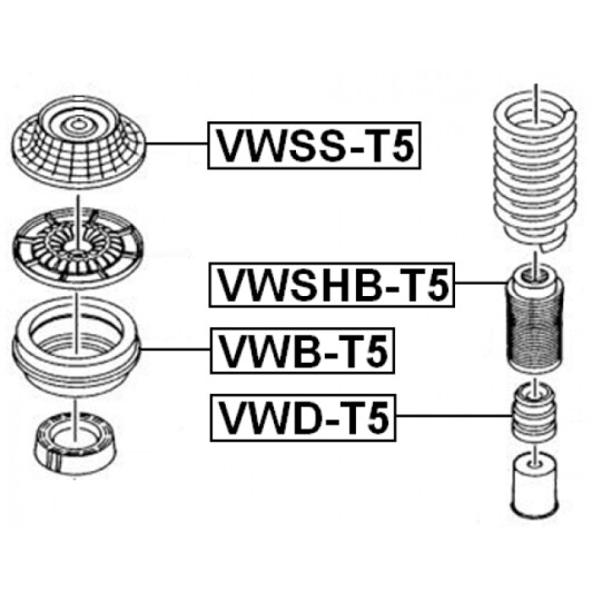 Опорний підшипник амортизатора Febest VWB-T5