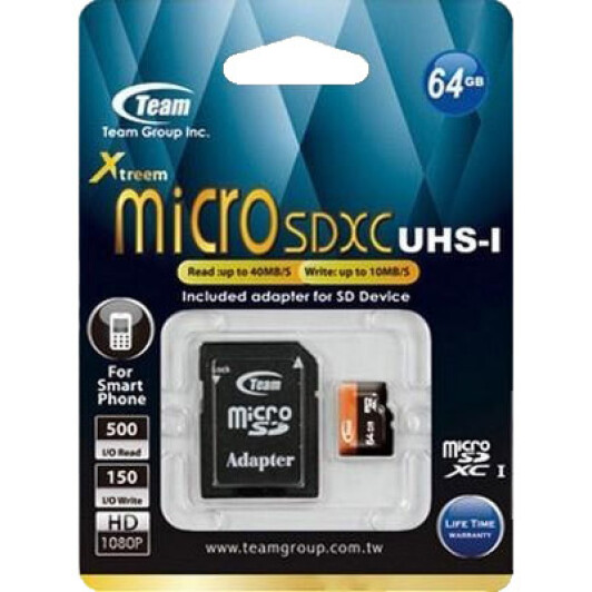 Карта пам'яті Team Group microSDXC 64 ГБ (TUSDX64GUHS03)