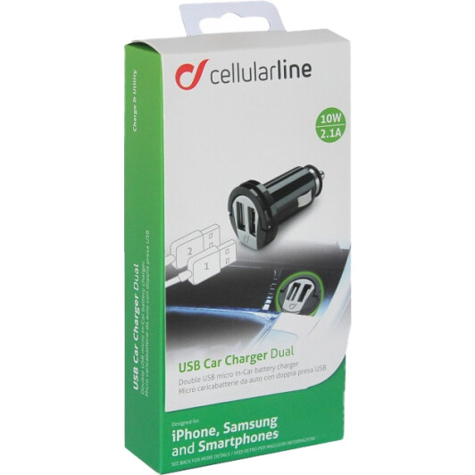 Usb зарядка в авто CellularLine MICROCBRUSBDUAL2A