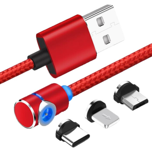 Кабель 3 в 1 XoKo Apple Lightning - Micro USB - type-C SC-370MGNT-RD 1 м