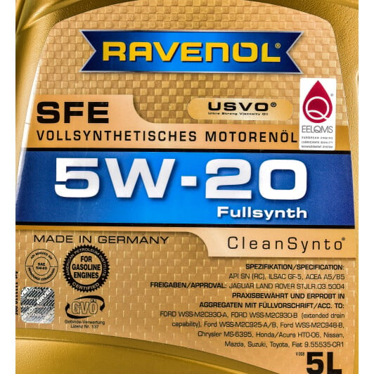 Моторна олива Ravenol SFE 5W-20 5 л на Honda CRX