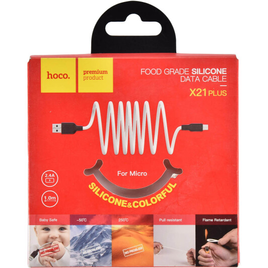 Кабель Hoco X21 X21MICROBLACKRED USB - Micro USB 1 м