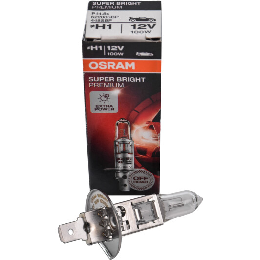 Автолампа Osram Super Bright Premium H1 P14,5s 100 W прозрачная 62200sbp