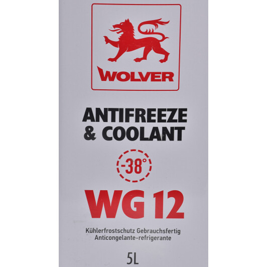 Готовий антифриз Wolver Antifreeze & Coolant WG12 G12 червоний -38 °C 5 л