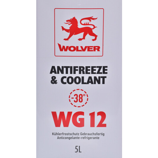 Готовий антифриз Wolver Antifreeze & Coolant WG12 G12 червоний -38 °C 5 л