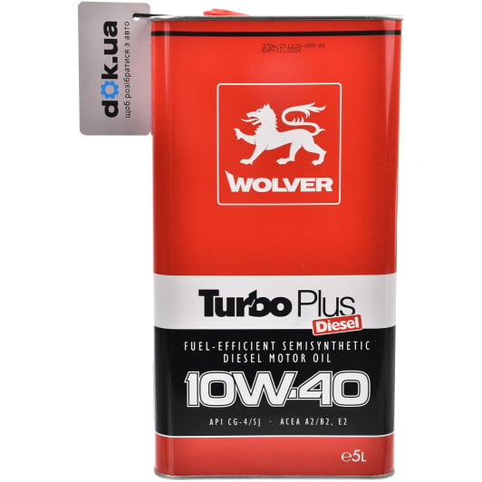 Моторное масло Wolver Turbo Plus 10W-40 5 л на Mercedes CLK-Class