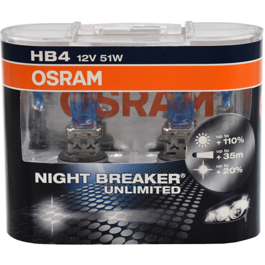 Автолампа Osram Night Breaker Unlimited HB4 P22d 51 W прозоро-блакитна 9006NBU-HCB