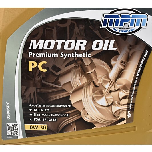 Моторна олива MPM Premium Synthetic PC 0W-30 5 л на Dodge Challenger