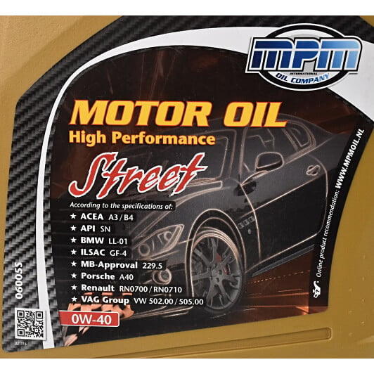 Моторное масло MPM High Performance Street 0W-40 5 л на Ford Taurus