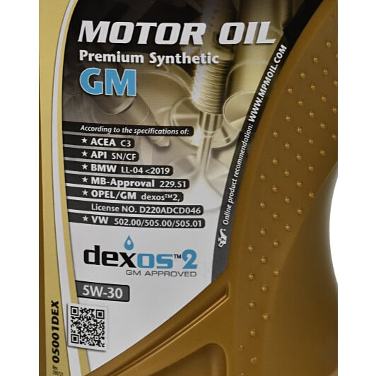 Моторное масло MPM Premium Synthetic GM DEXOS 2 5W-30 1 л на Honda Jazz