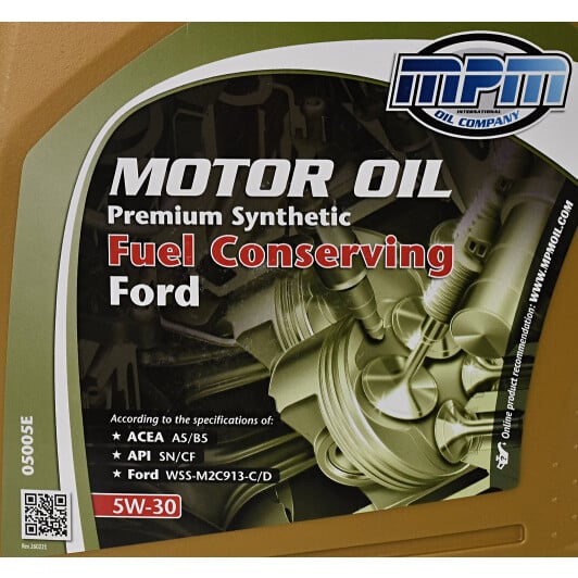 Моторное масло MPM Premium Synthetic Fuel Conserving Ford 5W-30 5 л на Ford Mustang