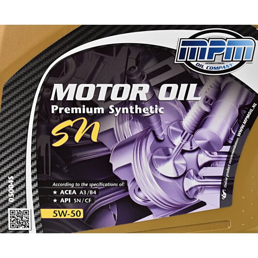 Моторное масло MPM Premium Synthetic SN 5W-50 4 л на Suzuki Baleno