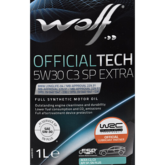 Моторна олива Wolf Officialtech C3 SP Extra 5W-30 1 л на SAAB 900