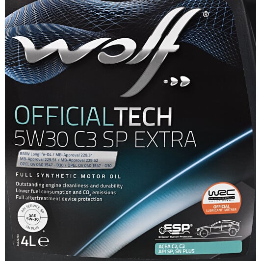 Моторное масло Wolf Officialtech C3 SP Extra 5W-30 4 л на Jeep Grand Cherokee