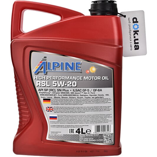 Моторное масло Alpine RSL 5W-20 4 л на Iveco Daily IV