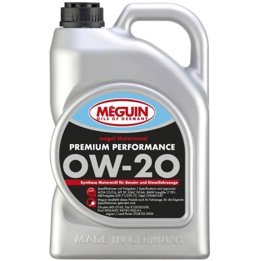 Моторное масло Meguin Motorenoel Premium Performance 0W-20 4 л на Dodge Journey