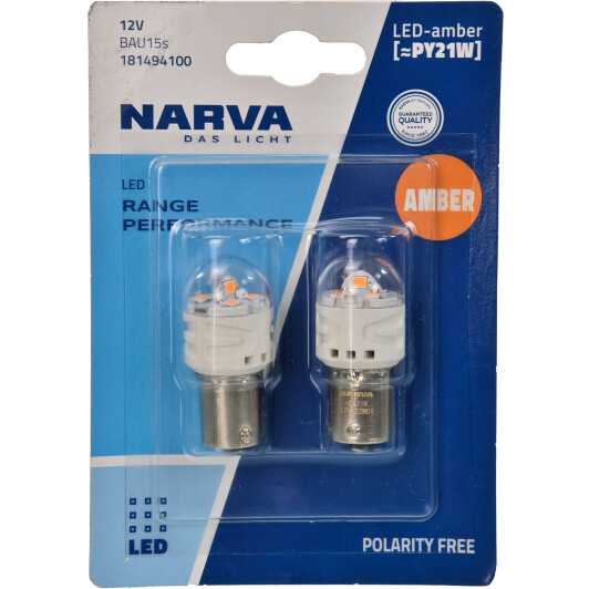 Автолампа Narva Range Performance LED PY21W BAY15d 2,16 W 181494100