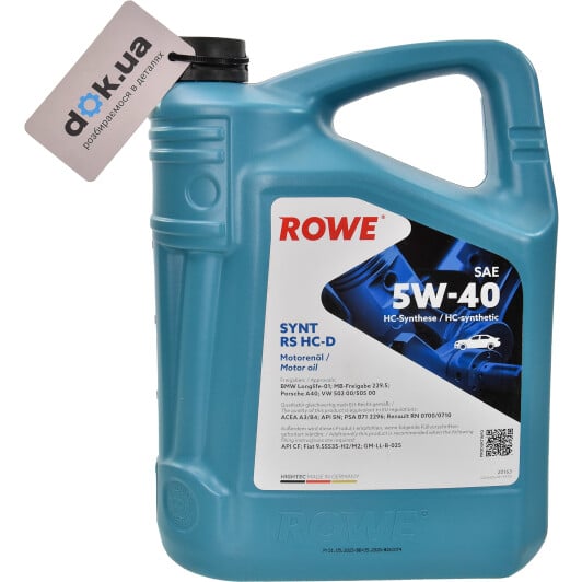 Моторна олива Rowe Synt RS HC-D 5W-40 5 л на SAAB 9-5