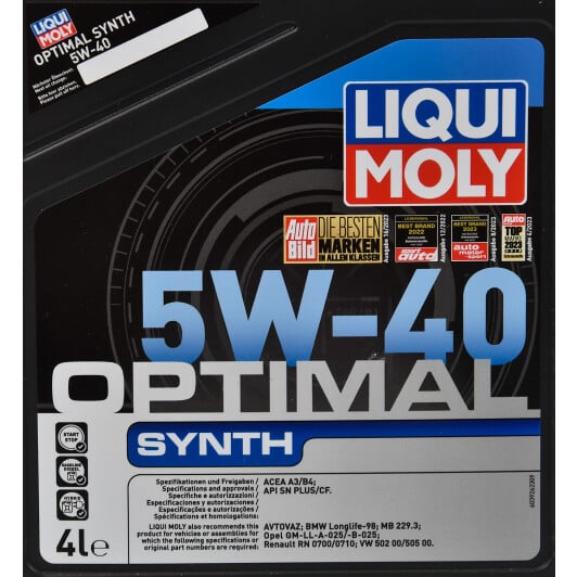Моторное масло Liqui Moly Optimal Synth 5W-40 4 л на Daewoo Nubira