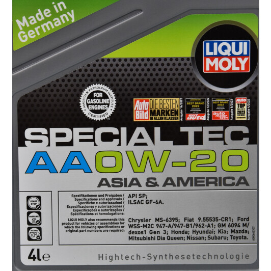 Моторна олива Liqui Moly Special Tec AA 0W-20 4 л на Chevrolet Matiz